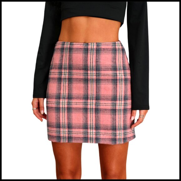 Dresses & Skirts - High Waisted Bodycon Mini Skirt with Side Zipper, Polyester Summer Casual